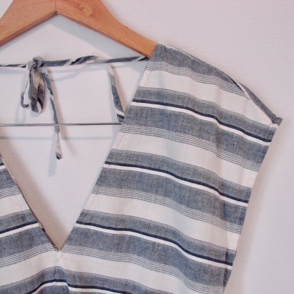 Madewell Yucatan Striped Romper Shorts Sleeveless Summer Blue White Size XS - Picture 10 of 12